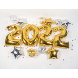 Sada 5 balónov so zlatými konfetami